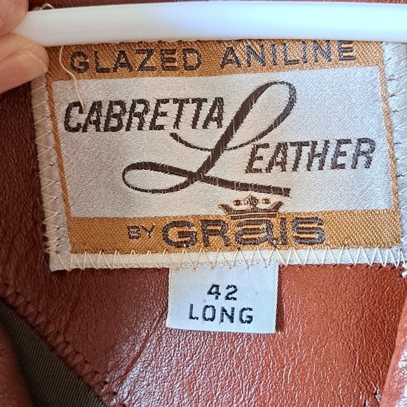 Vintage Grais 70's Glazed Aniline Cabretta Leather Jacket SZ 42L - Picture 3 of 14